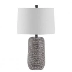 Celvin 26 in. Gray/White Table Lamp with White Shade by Safavieh