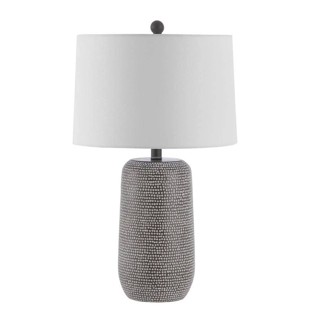 Celvin 26 in. Gray/White Table Lamp with White Shade by Safavieh 1 Celvin 26 in. Gray/White Table Lamp with White Shade by Safavieh
