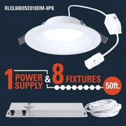 QuickLink 6, 6 in. 2700K-5000K Selectable CCT Integrated LED Recessed Light Baffle Trim in White (8-Pack) by HALO -Safavieh Sales halo recessed lighting kits rlql6069se010dm 8pk 4f 1000