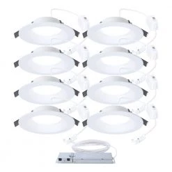 QuickLink 6, 6 in. 2700K-5000K Selectable CCT Integrated LED Recessed Light Baffle Trim in White (8-Pack) by HALO