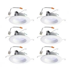 RL 5 in. and 6 in. 2700K CCT Integrated LED White Recessed Light Retrofit Trim 90 CRI, Title 20 Compliant (6-Pack) by HALO