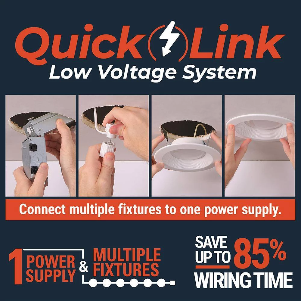 QuickLink 4,6 in. 2700K-5000K Selectable CCT Integrated LED Recessed Light Baffle Trim in White Dimmable by HALO 4 QuickLink 4,6 in. 2700K-5000K Selectable CCT Integrated LED Recessed Light Baffle Trim in White Dimmable by HALO - Image 4