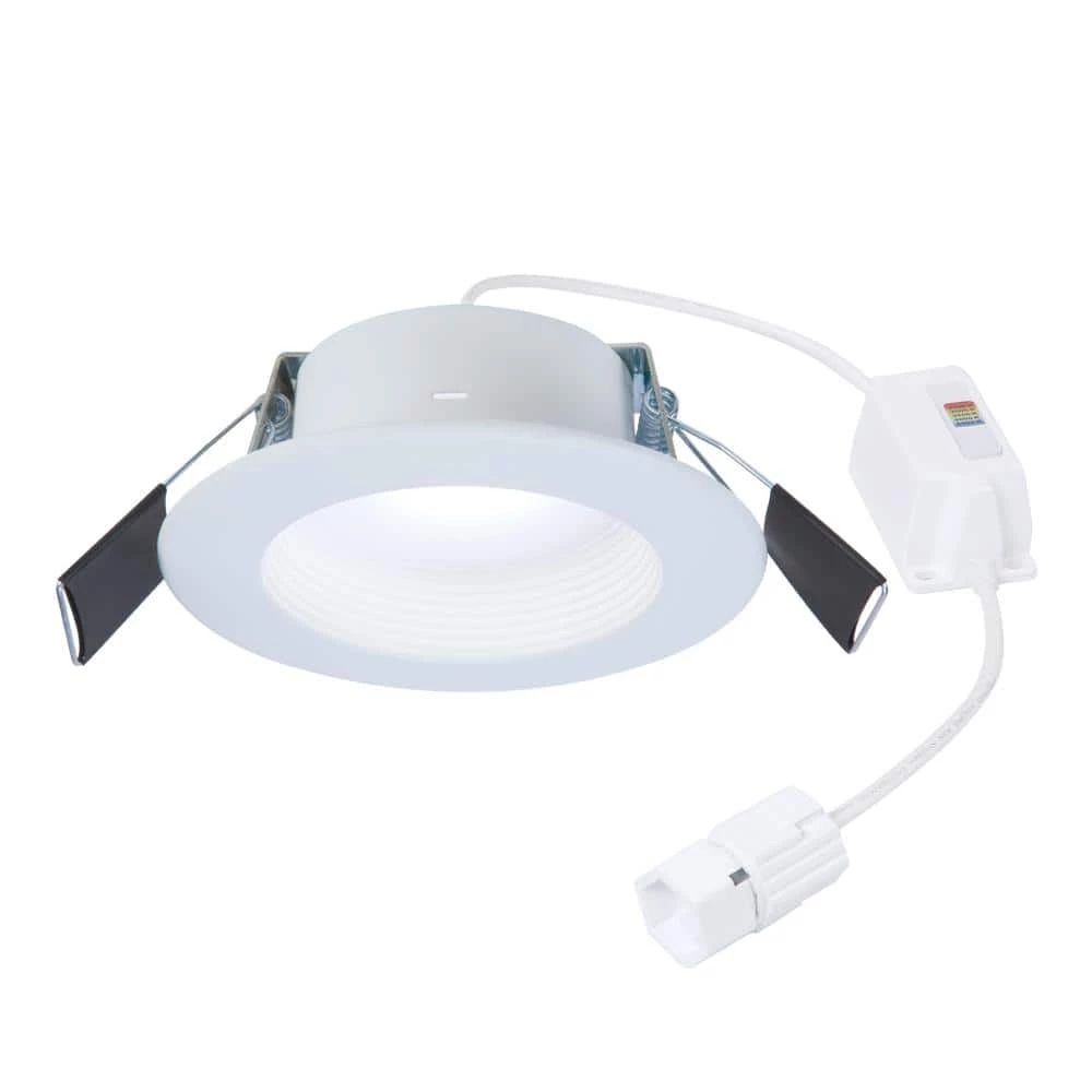 QuickLink 4,6 in. 2700K-5000K Selectable CCT Integrated LED Recessed Light Baffle Trim in White Dimmable by HALO 1 QuickLink 4,6 in. 2700K-5000K Selectable CCT Integrated LED Recessed Light Baffle Trim in White Dimmable by HALO
