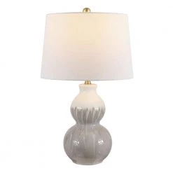 Kenzo 24. 5 in. Ivory/Gray Table Lamp with White Shade by Safavieh -Safavieh Sales ivory gray safavieh table lamps tbl4345a c3 1000