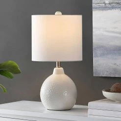 Memphis 20 in. Ivory Table Lamp with White Shade by Safavieh -Safavieh Sales ivory safavieh table lamps tbl4247a 31 1000