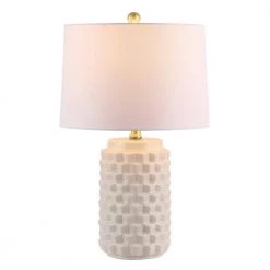 Weldon 22.5 in. Ivory Table Lamp with White Shade by Safavieh -Safavieh Sales ivory safavieh table lamps tbl4275b c3 1000