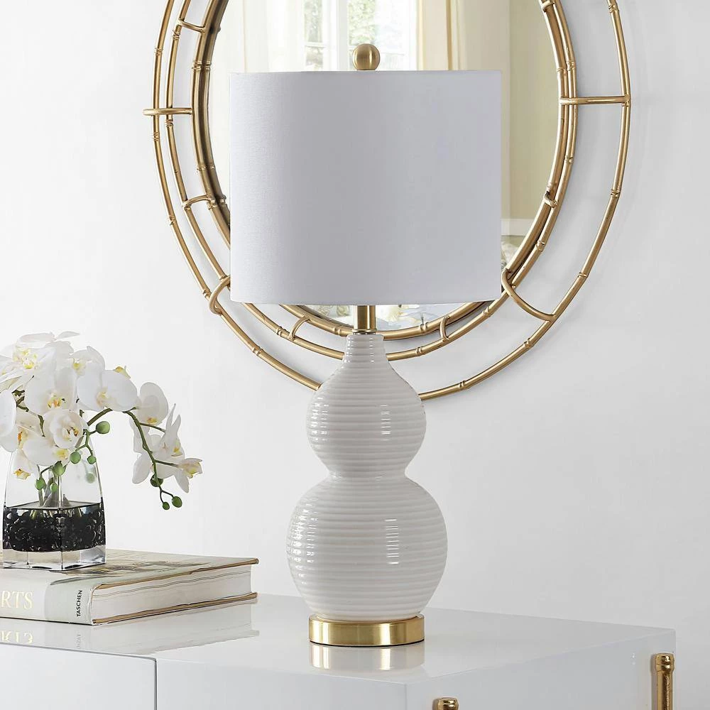 Emery 24.5 in. Ivory Table Lamp with White Shade by Safavieh 2 Emery 24.5 in. Ivory Table Lamp with White Shade by Safavieh - Image 2