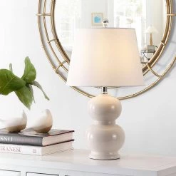 Everlee 22 in. Ivory Table Lamp with White Shade by Safavieh -Safavieh Sales ivory safavieh table lamps tbl4286b 31 1000