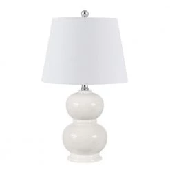 Everlee 22 in. Ivory Table Lamp with White Shade by Safavieh