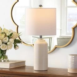 Rhett 21 in. Ivory Table Lamp with White Shade (Set of 2) by Safavieh 12 Rhett 21 in. Ivory Table Lamp with White Shade (Set of 2) by Safavieh -Safavieh Sales ivory safavieh table lamps tbl4334a set2 1f 1000