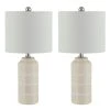 Rhett 21 in. Ivory Table Lamp with White Shade (Set of 2) by Safavieh