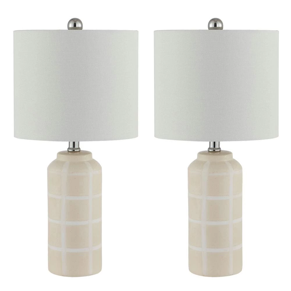 Rhett 21 in. Ivory Table Lamp with White Shade (Set of 2) by Safavieh 1 Rhett 21 in. Ivory Table Lamp with White Shade (Set of 2) by Safavieh