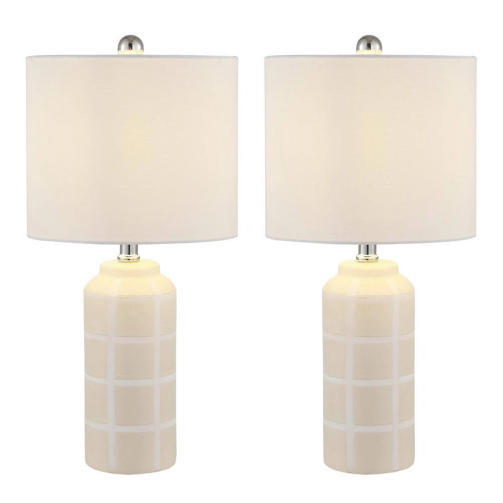 Rhett 21 in. Ivory Table Lamp with White Shade (Set of 2) by Safavieh 3 Rhett 21 in. Ivory Table Lamp with White Shade (Set of 2) by Safavieh - Image 3