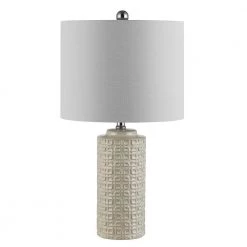 Artef 24 in. Ivory Table Lamp with White Shade (Set of 2) by Safavieh -Safavieh Sales ivory safavieh table lamps tbl4338a set2 44 1000