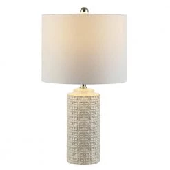 Artef 24 in. Ivory Table Lamp with White Shade (Set of 2) by Safavieh -Safavieh Sales ivory safavieh table lamps tbl4338a set2 fa 1000