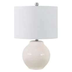 Zaid 21. 5 in. Ivory Table Lamp with White Shade by Safavieh
