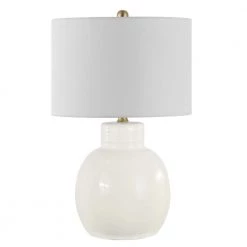 Syra 24 in. Ivory Table Lamp with White Shade by Safavieh