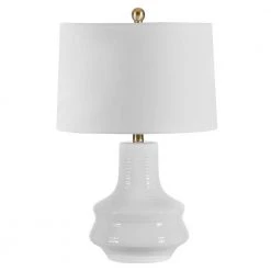 Genra 24 in. Ivory Table Lamp with White Shade by Safavieh