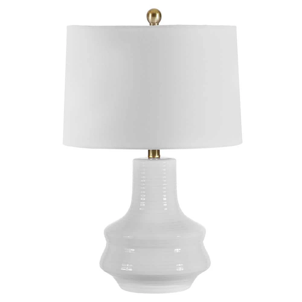 Genra 24 in. Ivory Table Lamp with White Shade by Safavieh 1 Genra 24 in. Ivory Table Lamp with White Shade by Safavieh
