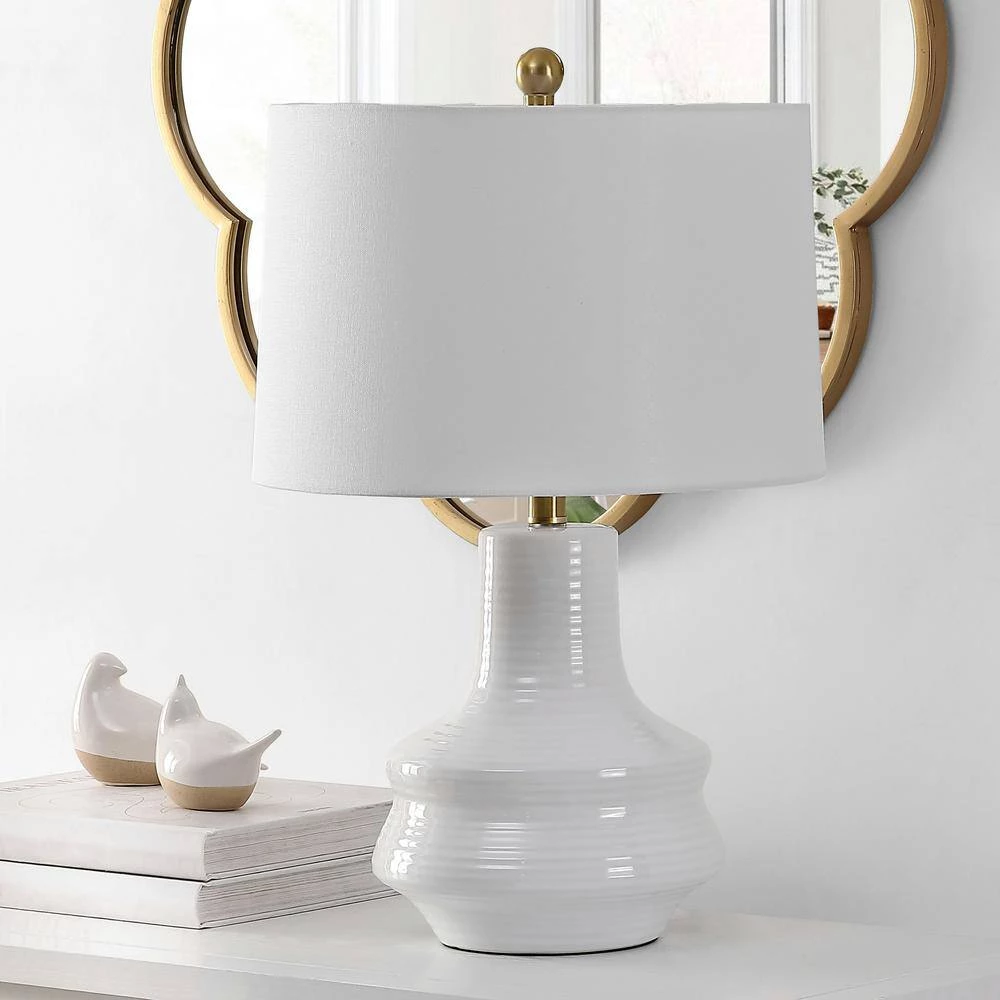 Genra 24 in. Ivory Table Lamp with White Shade by Safavieh 2 Genra 24 in. Ivory Table Lamp with White Shade by Safavieh - Image 2