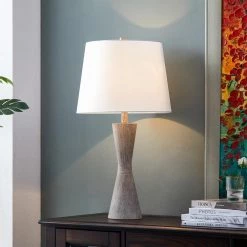 28 in. Distressed Wood Finish Table Lamp Set (Set of 2) by Kawoti -Safavieh Sales kawoti lamp sets 21019 31 1000