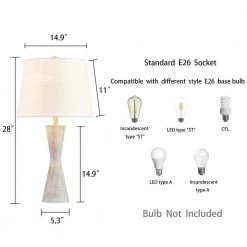 28 in. Distressed Wood Finish Table Lamp Set (Set of 2) by Kawoti -Safavieh Sales kawoti lamp sets 21019 40 1000