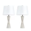 28 in. Distressed Wood Finish Table Lamp Set (Set of 2) by Kawoti