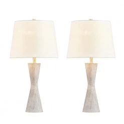 28 in. Distressed Wood Finish Table Lamp Set (Set of 2) by Kawoti -Safavieh Sales kawoti lamp sets 21019 c3 1000