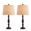 26.5 in. Espresso Poly-Resin Table Lamp Set (Set of 2) by Kawoti