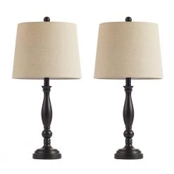 26.5 in. Espresso Poly-Resin Table Lamp Set (Set of 2) by Kawoti -Safavieh Sales kawoti lamp sets 21020 c3 1000