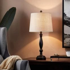 26.5 in. Espresso Poly-Resin Table Lamp Set (Set of 2) by Kawoti -Safavieh Sales kawoti lamp sets 21020 d4 1000