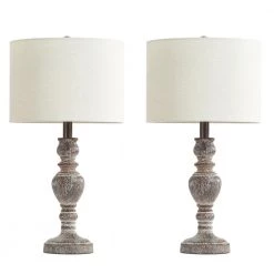 23 in. Faux Wood Table Lamp Set (Set of 2) by Kawoti