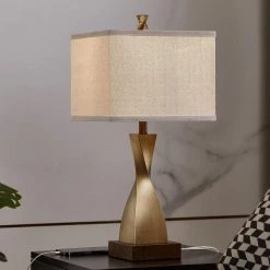 22.25 in. Spiral Antique Brass Table Lamp Set with USB port and Type C port (Set of 2) by Kawoti -Safavieh Sales kawoti lamp sets 21112 31 1000