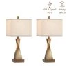 22.25 in. Spiral Antique Brass Table Lamp Set with USB port and Type C port (Set of 2) by Kawoti