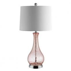 Finnley 27. 5 in. Light Blush Crackle Table Lamp with Off White Shade by Safavieh
