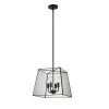 4-Light Matte Black Square Lantern Chandelier Pendant Light with Tempered Glass Panes by Kawoti
