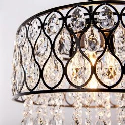 17 in. 5-Light Matte Black Crystal Drum Shape Pendant Light by Kawoti 13 17 in. 5-Light Matte Black Crystal Drum Shape Pendant Light by Kawoti -Safavieh Sales matte black kawoti chandeliers 21102 44 1000