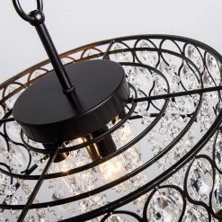 17 in. 5-Light Matte Black Crystal Drum Shape Pendant Light by Kawoti 14 17 in. 5-Light Matte Black Crystal Drum Shape Pendant Light by Kawoti -Safavieh Sales matte black kawoti chandeliers 21102 fa 1000