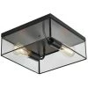 12 in. 2-Light Matte Black Farmhouse Open Cage Flush Mount Ceiling Light by Kawoti