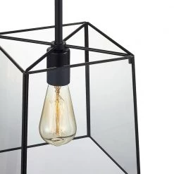 1-Light Matte Black Modern Mini Pendant with Tempered Glass Panes by Kawoti -Safavieh Sales matte black kawoti pendant lights 21002 44 1000