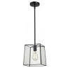 1-Light Matte Black Modern Mini Pendant with Tempered Glass Panes by Kawoti