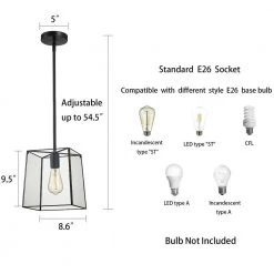 1-Light Matte Black Modern Mini Pendant with Tempered Glass Panes by Kawoti -Safavieh Sales matte black kawoti pendant lights 21002 fa 1000