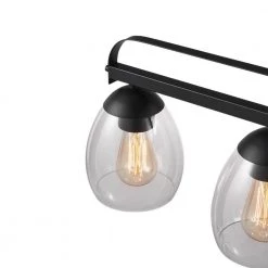 33 in. 4-Light Matte Black Vanity Light with Clear Glass Shade by Kawoti -Safavieh Sales matte black kawoti vanity lighting 21034 1f 1000