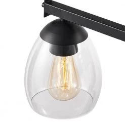 33 in. 4-Light Matte Black Vanity Light with Clear Glass Shade by Kawoti -Safavieh Sales matte black kawoti vanity lighting 21034 4f 1000