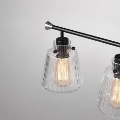 30.25 in. 4-Light Matte Black Vanity Light with Rippled Glass Shade by Kawoti 11 30.25 in. 4-Light Matte Black Vanity Light with Rippled Glass Shade by Kawoti -Safavieh Sales matte black kawoti vanity lighting 21037 4f 1000