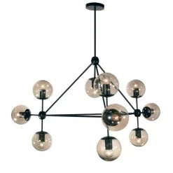 Dmarko 10-Light 44 in. Matte Black Chandelier by Radionic Hi Tech