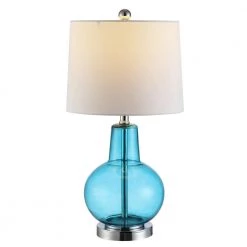 Atlas 24 in. Morocco Blue Table Lamp with Light Gray Shade by Safavieh -Safavieh Sales morocco blue safavieh table lamps tbl4201d c3 1000