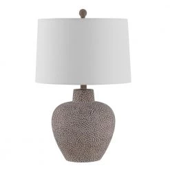 Kei 24 in. Natural Rattan Table Lamp with White Shade by Safavieh