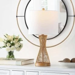 Magnus 25.5 in. Natural Table Lamp with White Shade by Safavieh -Safavieh Sales natural safavieh table lamps tbl4306a 31 1000