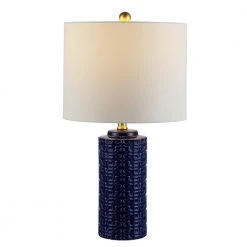 Artef 24 in. Navy Blue Table Lamp with White Shade (Set of 2) by Safavieh 11 Artef 24 in. Navy Blue Table Lamp with White Shade (Set of 2) by Safavieh -Safavieh Sales navy blue safavieh table lamps tbl4338b set2 1f 1000